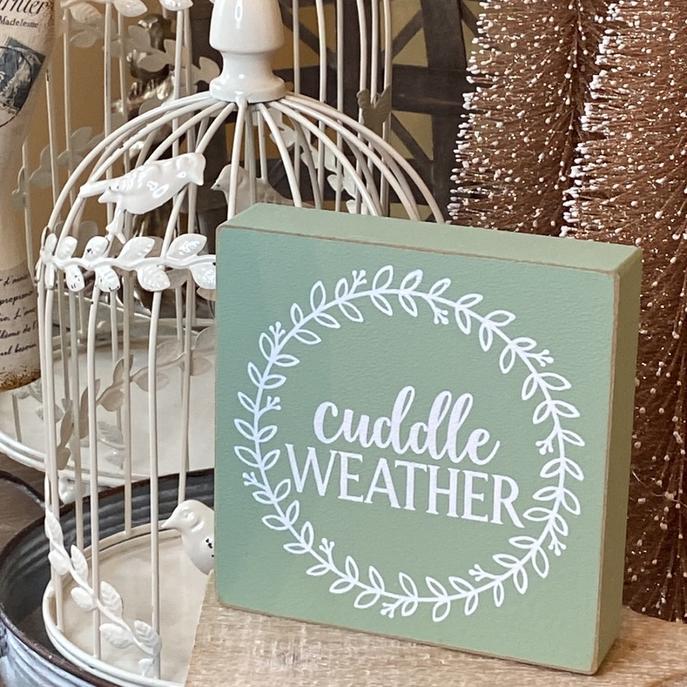 NEW! Shabby Chic Cottage Farmhouse Fall Harvest Cuddle Weather Wood Sign - Picture 6 of 7